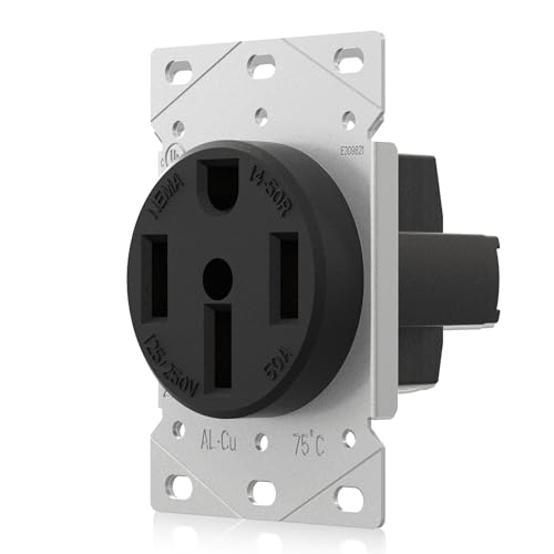 AIDA 30 Amp 3 Pole, 4 Wire 125/250 Volts 14-30R Grounding Heavy Duty Flush Mount Range Outlet Dryer Receptacle, UL Listed, Pack of 1, Black