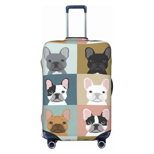 NBAGHPQ Copertura universale per valigie con stampa di bulldog francese su entrambi i lati, protezione elastica unica, Nero , M
