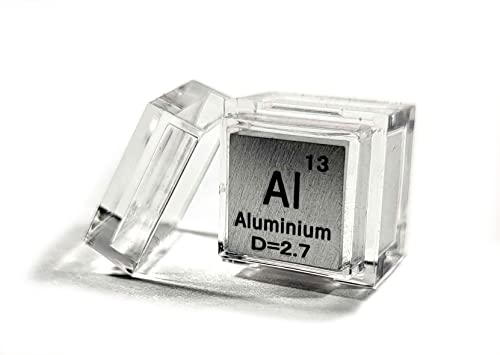 Image of 0.39 inch 10mm Aluminium Metal Cube Al up to 99.9% Pure Periodic Table Element Engraved Density Collection Science Education Display Block Cube + Acrylic Case Box - 1PC