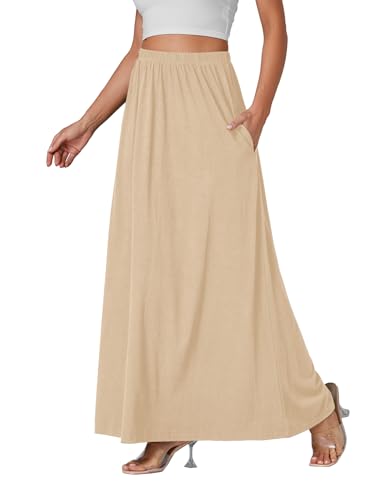 Jupe longue beige de qualité supérieure avec ourlet fluide XL