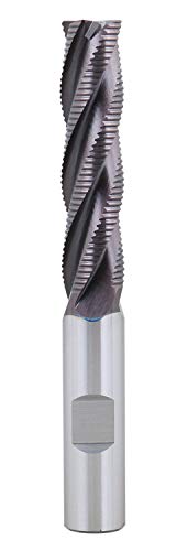 Image of Accusize Industrial Tools 1 /2'' Fine Tooth M42 8% Cobalt Tialn Roughing End Mill, 1 /2'' Shk Dia, 2'' Flute Length, 4'' Oal, 4 Flute, 1104-0120 | Fine Tooth, M42 8% Cobalt, TiAlN Coated, 4 inch OAL, Single End, Center Cutting