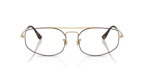 Ray-Ban RX6545 Explorer V Rectangular Prescription Eyewear Frames, Matte Havana On Matte Gold/Demo Lens, 56 mm