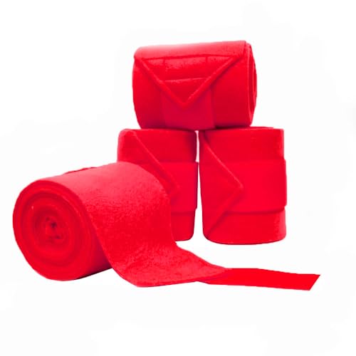 Image of Horse Polo Leg Wraps Soft Fleece Wraps Equestrian Leg Bandage 4-Pack (Cob(8.2ft), Red)
