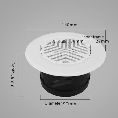 Round Air Vent Outlet for Modern Spaces, Frameless Design with Adjustable Panel, ABS Material for Enhanced Airflow, Invisible Wall/Ceiling Installation, White