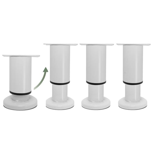 LOYELEY 伸縮式 レベリングフット 4個セット 家具アジャスター 金属製 高耐久 高さ 調節可能 レベリング足 家具移動パッド 水平調整パット Diy 置き換え足 ベッド/テーブル/ソファー 用 (ホワイト, 8-12cn)