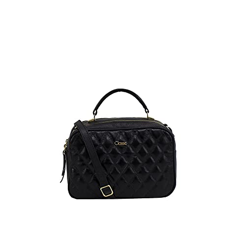 BOLSA CLASSE COURO TRANSVERSAL FEMININA 2846 MATELASSÊ PRETO