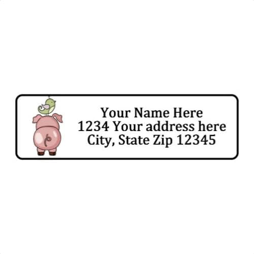 Personalized Pig Butt and Bird 1/2" x 1.75" Return Address Labels Stickers (800)