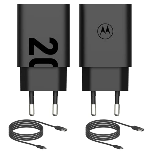 Motorola Chargers - Paquete de 2 Cargadores de Pared/Adaptador de Corriente Turbopower de 20 W con Cable USB-C de 1 m.