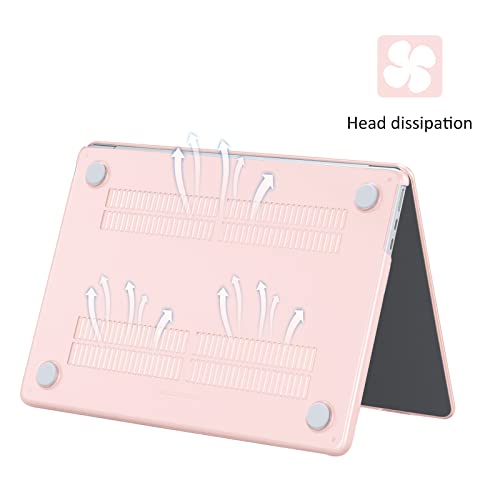 Image of EooCoo Case Compatible with MacBook Air 15 inch M5 2026 2025-2023 Release M4 M3 M2 Model A3448 A3241 A3114 A2941, Plastic Hard Shell Case & Keyboard Cover & Screen Protector, Crystal Pink