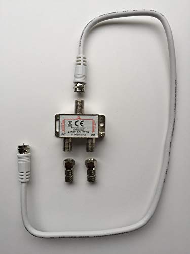 2-Fach SAT Verteiler mit 0,5m SAT Kabel und 2X 6,5mm F-Steckern Cover