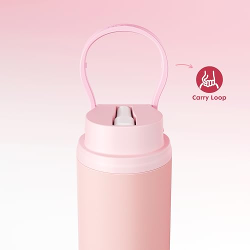 Image of Meoky 24 oz Insulated Stainless Steel Water Bottle: Flip-to-Pop Straw, Leak Proof, 24H Cold, Wide Mouth, BPA-Free, Non-slip Base, Travel Water Bottle for Women School Backpack Car, Candy