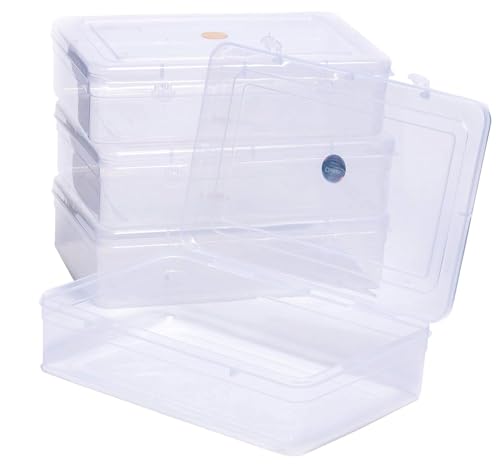 Image of Chetan Clear Plastic Medium Storage Boxes Size 24 X 16 X 6 Cm (Set of 4) Rectangular