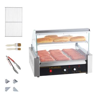Happybuy Hot Dog Roller, 11 Rollers for 30 Hot Dogs, 1650W Stainless Sausage Grill with Dual Temp Control & Acrylic Cover