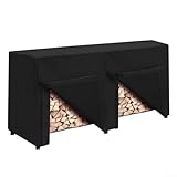 Zilimontt Funda protectora para leña, 2,4 m y 1,2 m, con revestimiento de poliuretano para protección contra el agua y la nieve, cordón ajustable y rejillas de ventilación para (L)