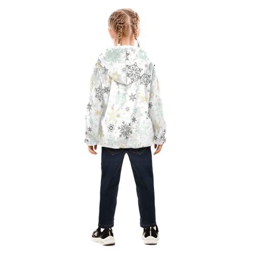 OTVEE Christmas Blue Gold Snowflakes Kids Hoodie Jacket Fall Spring Full Zip Warm Outwear Coat4
