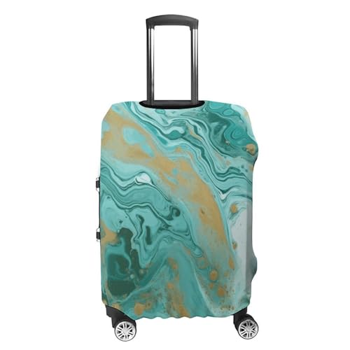 Teal And Gold Marble Luggage Cover, Washable Elastic Suitcase Cover Protector Fit 18-32 Inch Luggage4