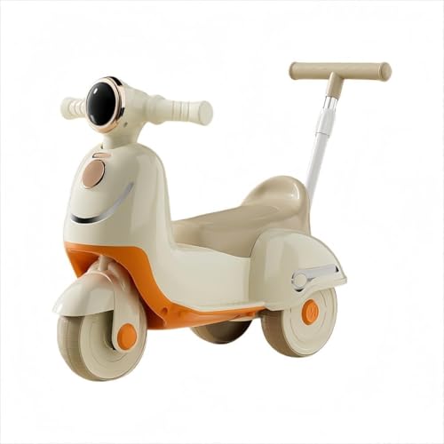 EZweekend三輪車 手押し棒付き子供用バランスカー 2-in-1 子供用スクーター 1-5 歳のおもちゃの車男の子と女の子ウォーカー三輪車誕生日クリスマスギフト (押すことも乗ることもできます,白です)