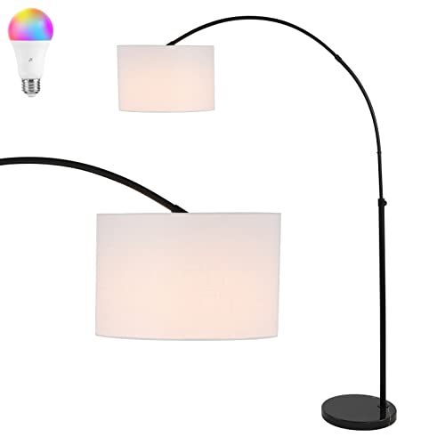 JONATHAN Y Collier Industrial LED Arc Floor Lamp Metal 70" Standing, Black