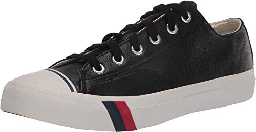 Keds メンズ Royal Lo レースアップファッションスニーカー, ブラックレザー, 24