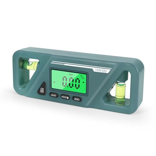 Shkalacar Digital Angle Finder Protractor, Magnetic Base with LED Display and Automatic Shut Off, for Wood Processing and Vehicle Repairing Billet Protractor Level Tool (Green)