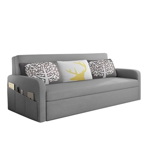 Image of Casaliving Leymour 3 Seater Sofa Cum Bed for Living Room (Dark Grey Colour Fabric) Premium Fabric Sofa