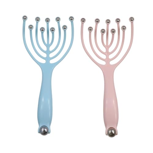 GUEDKIKL 2Pcs Scalp Massager,Handheld Claw Head Massager with Steel Ball Claw Head Grasping Artifact for Deep Relaxation & Stress Reduction in Home Office