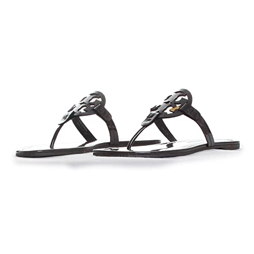 Tory Burch Women's Coconut Brown Patent Leather Miller Sandals Shoes Flats (8.5, numeric_8_point_5)