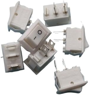 FACSER 10pcs AC 250V 3A On/Off SPST Boat Rocker Switch 2 Solder Lug Pins Terminals White Push Button Switches