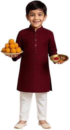 Boys Party Kurta Set Stylish Comfortable Outfit Suitable for Weddings Festivals Special Occasions and Events