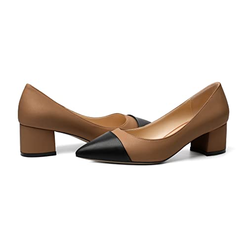 Zamikoo Women's Block Heel Pumps, Pointed Toe Slip on Classic Chunky Low Heel Cap Toe Dress Shoes for Office Wedding Work Evening 2 Inches4