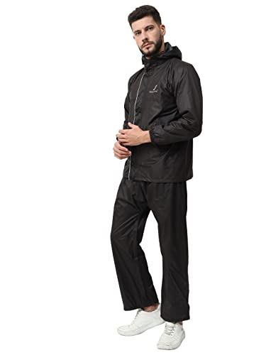 Image of FabSeasons Heavy Duty Printed Reversible Double Layered Waterproof Raincoat set with adjustable Hood & Deep Mobile Pocket