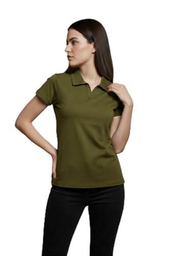 Image of BEAR THREAD Women's Plain Polo T-Shirt | Classic Collared Half Sleeve Top | Soft Breathable Lightweight Fabric | Solid Casual Summer Polo Tee