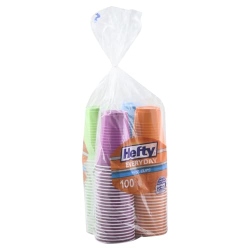 Image of Hefty Party On Disposable Plastic Cups, Assorted, 16 Ounce 100 Count (Pack of 4)