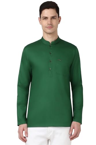 Image of Peter England Men Cotton Regular Fit Everyday Festive Solid Short Kurta