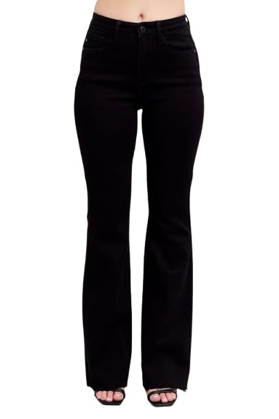 Judy Blue High-Waisted Star Seam Detail Flare Jeans - Unique Star Stitch Design, Stretch Comfort, Women’s Denim - 88958