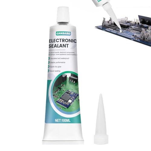 Ganbaro® 3.4 oz Electronic Silicone Adhesive Sealant, Transparent Insulating Sealant,Strong Fluidity Dry in 15 min Waterproof for Circuit Boards, LED Lamps, Appliance Control Boards,100 ml