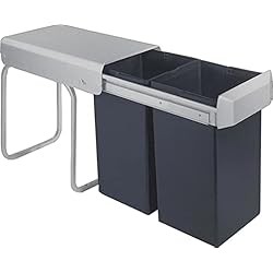 Cubo Basura Bajo Fregadero Leroy Merlin WESCO Double-Boy 755611-11 - Cubo de basura de plástico para empotrar (2 cubos extraíbles de 15 litros), color antracita y negro