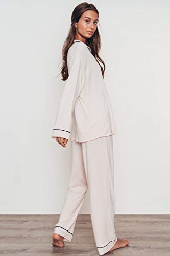 Image of Eberjey Gisele Classic Women's Pajama Set | Long Sleeve Shirt + Long Pants