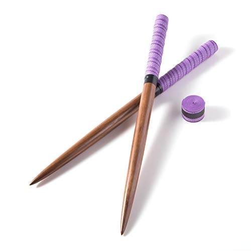 逆鱗マイバチ 38cm超硬材ロングマイバチ(予備グリップ付) 如意棒バチ ロングマイバチ テーパー ブラックウォールナット 超硬材 ロングバチ 長さ38cm直径2cm アーケードで大活躍! (紫)
