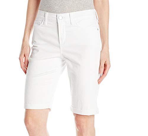 NYDJ Women's Size Briella Roll Cuff Jean Short in Colored Bull Denim, White, 8 Petite