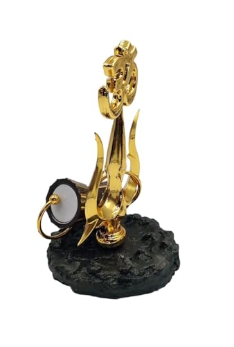 Image of Nandi Idol, Handcrafted Matt Finish Shiva's Cow Statue for Temple Puja & Home, Nandi Pindi Showpiece, Ideal Gift Item for Housewarming Black (om trishul with damroo /Damru 1)