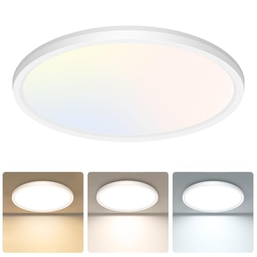 libtit 15W Bathroom Lights, 1500LM 18CM Small Led Ceiling Light Waterproof, 3000K/4500K/6000K Round Flush Ceiling Lighting for Toilet Bulkhead Hallway Utility Room Kitchen,1Pack