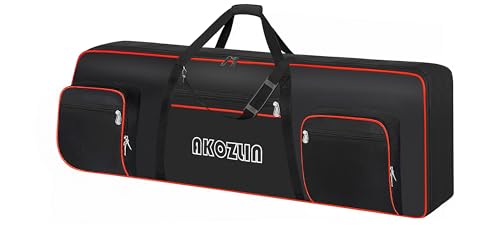 AKOZLIN 88 Key Keyboard Case, Padded Piano Bag with Handle and Adjustable Shoulder Straps, Large Portable Piano Keyboard Case, Soft Keyboard Gig Bag with Pockets for Accessories 57.5'x18'x6.75'