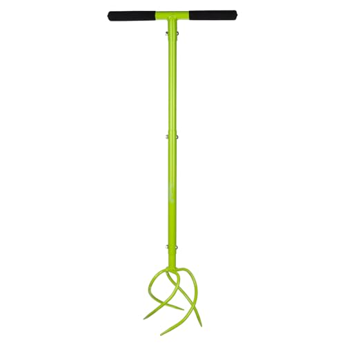 GARDLOV Handkultivator Garten – Spatenloser Bodenlüfter mit Verstellbarem Stiel, 4 Spiraligen Zinken - Ergonomischem Griff, Ideal für Beete, Gemüsebeete und Hochbeete 25319