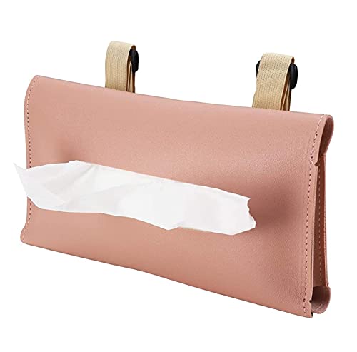 Car Tissue Holder - Pink PU Leather Car Visor Tissue Holder - Hanging Car Paper Towel Holder - Backseat Car Visor Wipe Holder for Women Auto - Storage Car Napkin Holder - Car Sun Visor Tissue Holder