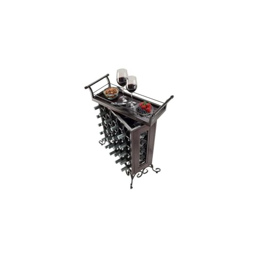 Soporte para 25 botellas de vino metal y madera miniatura 4