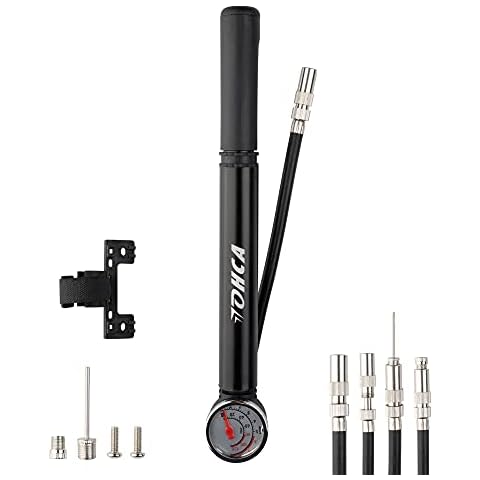 Lohca Mini Bike Pump Fits Presta & Schrader Valves Portable Bicycle Tire Pump with Gauge High Pressure Up to 120 PSI Fast Tire Inflation for BMX Road Bike MTB Cover