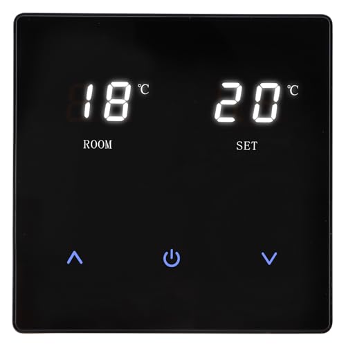 Wengart Termostato de Calefacción WG828, Botón Táctil AC230V 10A para Calefacción por Suelo Radiante de Agua,Caldera de Gas de Enlace,Adecuado para Caja de instalación de 86 * 86 mm,Negro