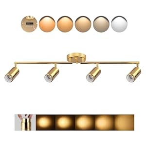 5Color LED Track Lighting Kit 4 Lights Dimmable 48W Track Light,Zoomable15°/24°/36°/45°/60°-2700K/3000K/3500K4000K/5000K,Track Lighting for Accent Task Kitchen,Lumen 4800 (Gold, 48 Watts)