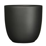 Annastore Blumenübertopf Tusca aus Keramik - Übertopf - Blumentopf - Übertöpfe - Blumentöpfe (Schwarz/Matt, H 11 cm - Ø 12 cm)